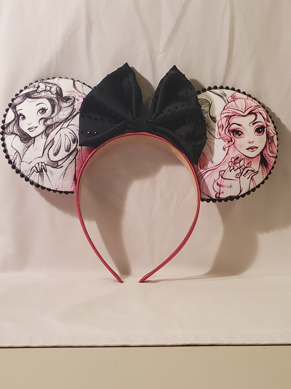 Kids Black Bow Minnie-Style Headband with Pink Ears